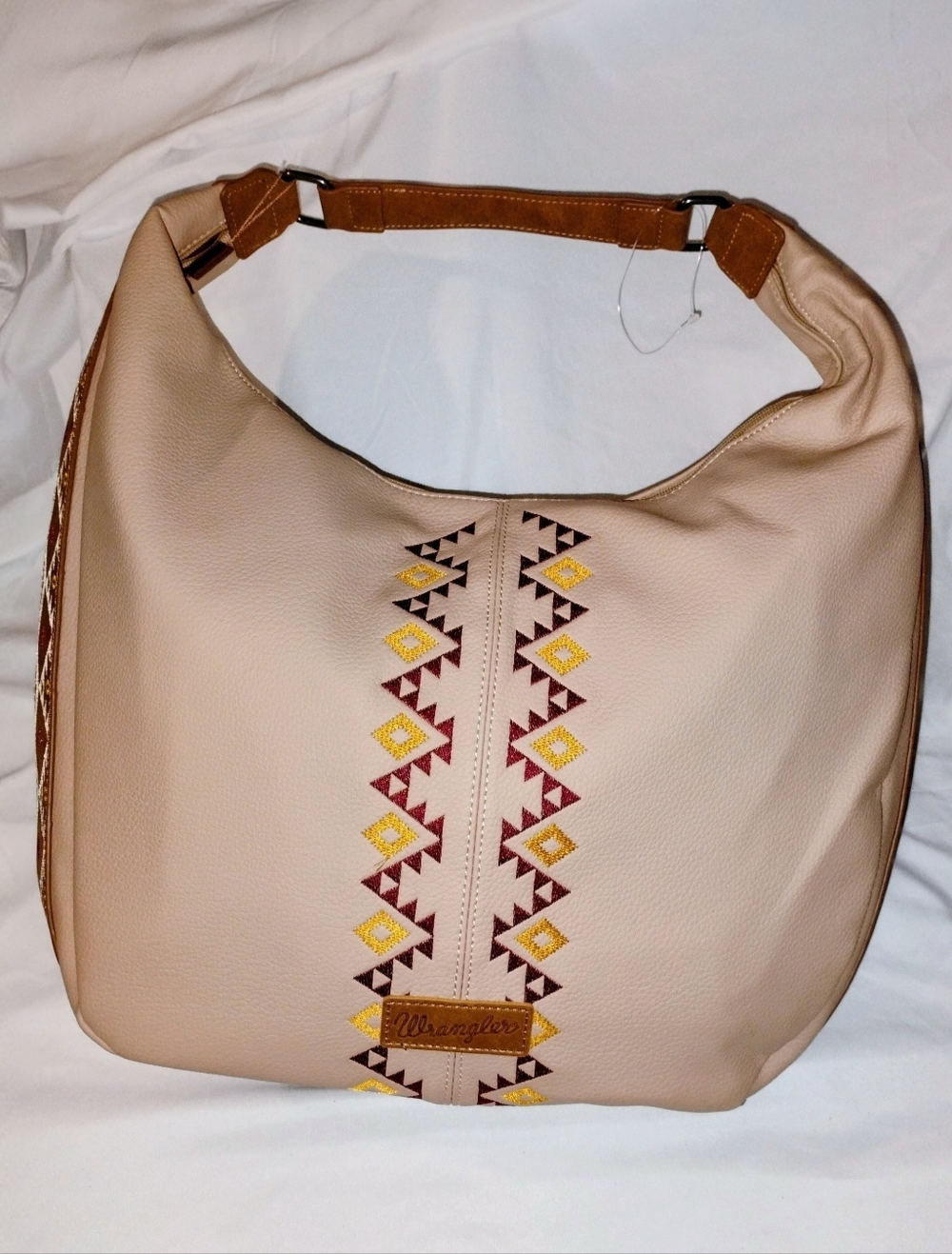 Wrangler Neutral Beige Hobo Shoulder Bag Western Aztec Strap Large Purse NWT